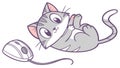 Cute Cat Playing with Computer Mouse, Pet and Tech Fun, Vector Design Generative AI Royalty Free Stock Photo