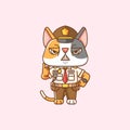 Cute cat police officer uniform cartoon animal character mascot icon flat style illustration concept Royalty Free Stock Photo