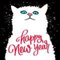 Cute cat. Quote happy new year