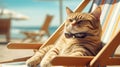 cute cat relaxing in beach Royalty Free Stock Photo