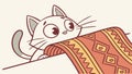 Cute Cat Resting on Decorative Carpet. Pet Home Comfort Vector, vector design Generative AI Royalty Free Stock Photo