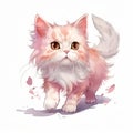 cute cat running, watercolor, illustrations, clipart, ai generated