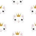 Cute cat seamless pattern. For print, baby clothes, t shirt, child, wrapping paper, wallpaper. Vector EPS10 Royalty Free Stock Photo