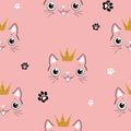 Cute cat seamless pattern. For print, baby clothes, t shirt, child, wrapping paper, wallpaper. Vector EPS10 Royalty Free Stock Photo