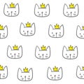 Cute cat seamless pattern. For print, baby clothes, t shirt, child, wrapping paper, wallpaper. Vector EPS10 Royalty Free Stock Photo