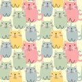 Cute cat seamless pattern vector. Lovely cat in pastel color.