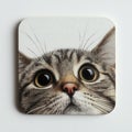 Cute cat-shaped coaster on pristine white background Royalty Free Stock Photo