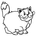 Cute Cat. Simple line drawing. Smiling cat. Cartoon