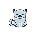 Cute cat sitting down line icon, pet shelter, pet shop, veterinary, vector illustration