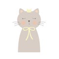 Cute cat with small crown and bow