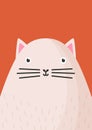 Cute cat snout flat vector illustration. Adorable pet face background in cartoon style. Funny close up kitten head