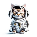 A cute cat in space suit on white background