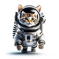 A cute cat in space suit on white background