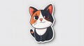 Cute Cat Sticker Design with Playful Expression on White Background. This is AI generative image. Royalty Free Stock Photo