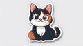 Cute Cat Sticker Design with Playful Expression on White Background. This is AI generative image. Royalty Free Stock Photo