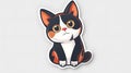 Cute Cat Sticker Design with Playful Expression on White Background. This is AI generative image. Royalty Free Stock Photo