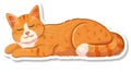 Cute Cat Sticker Design with Playful Expression on White Background. This is AI generative image. Royalty Free Stock Photo