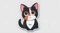Cute Cat Sticker Design with Playful Expression on White Background. This is AI generative image. Royalty Free Stock Photo