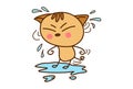 Cute Cat Sticker drenched in rain.