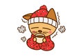 Cute Cat Sticker drinking tea and feeling cold.