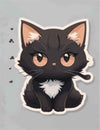 Cute cat sticker, vector sticker, glare in the eyes, full figure