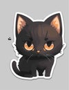 Cute cat sticker, vector sticker, glare in the eyes, full figure