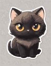 Cute cat sticker, vector sticker, glare in the eyes, full figure