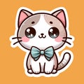 cute cat sticker with white border on white background Royalty Free Stock Photo