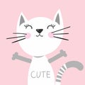 Cute cat with text inscription vector illustration, print design kitten, children print on t-shirt girl.