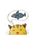 Cute cat thinking about fish