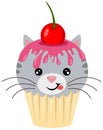 Cute cat on top of a delicious cupcake Royalty Free Stock Photo