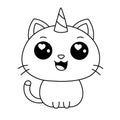 Cute Cat Unicorn Coloring Book. Kawaii Unicorn Cat Royalty Free Stock Photo