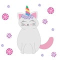 Cute cat with unicorn horn Royalty Free Stock Photo