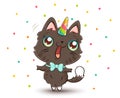 Cute cat with unicorn horn Royalty Free Stock Photo