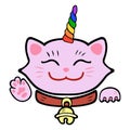 Cute cat unicorn. Pink Maneki Neko.