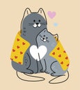 Cute cat for Valentines Day vector illustration Royalty Free Stock Photo