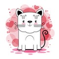 Cute cat vector design.Children illustration for School books and more.Meow slogan. Animal print