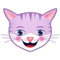 Cute cat vector on isolated white background. Hand drawing cartoon cat head that smiling.