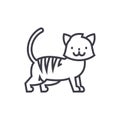 Cute cat vector line icon, sign, illustration on background, editable strokes Royalty Free Stock Photo