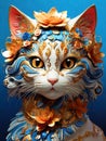 Cute cat with very beautiful adorned face and head makeup