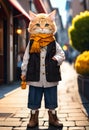 cute cat wear autumn outfit ai generated