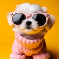 A cute cat wearing sunglasse.