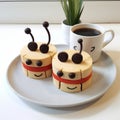 Cute Caterpillar Cookie Tray With Coffee: Robotics Kids Inspired Treat