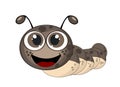 Cute caterpillar illustration with drop shadow on brown Royalty Free Stock Photo