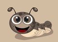 Cute caterpillar illustration with drop shadow on brown Royalty Free Stock Photo