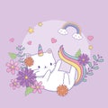 Cute caticorn with floral decoration