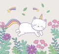 Cute caticorn with floral decoration