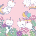 Cute caticorns with floral decoration