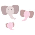Cute catoon elephant on white background for kids. Beautiful nursery room poster tempale with cute elephant baby