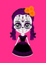 Cute catrina mexican doll cartoon